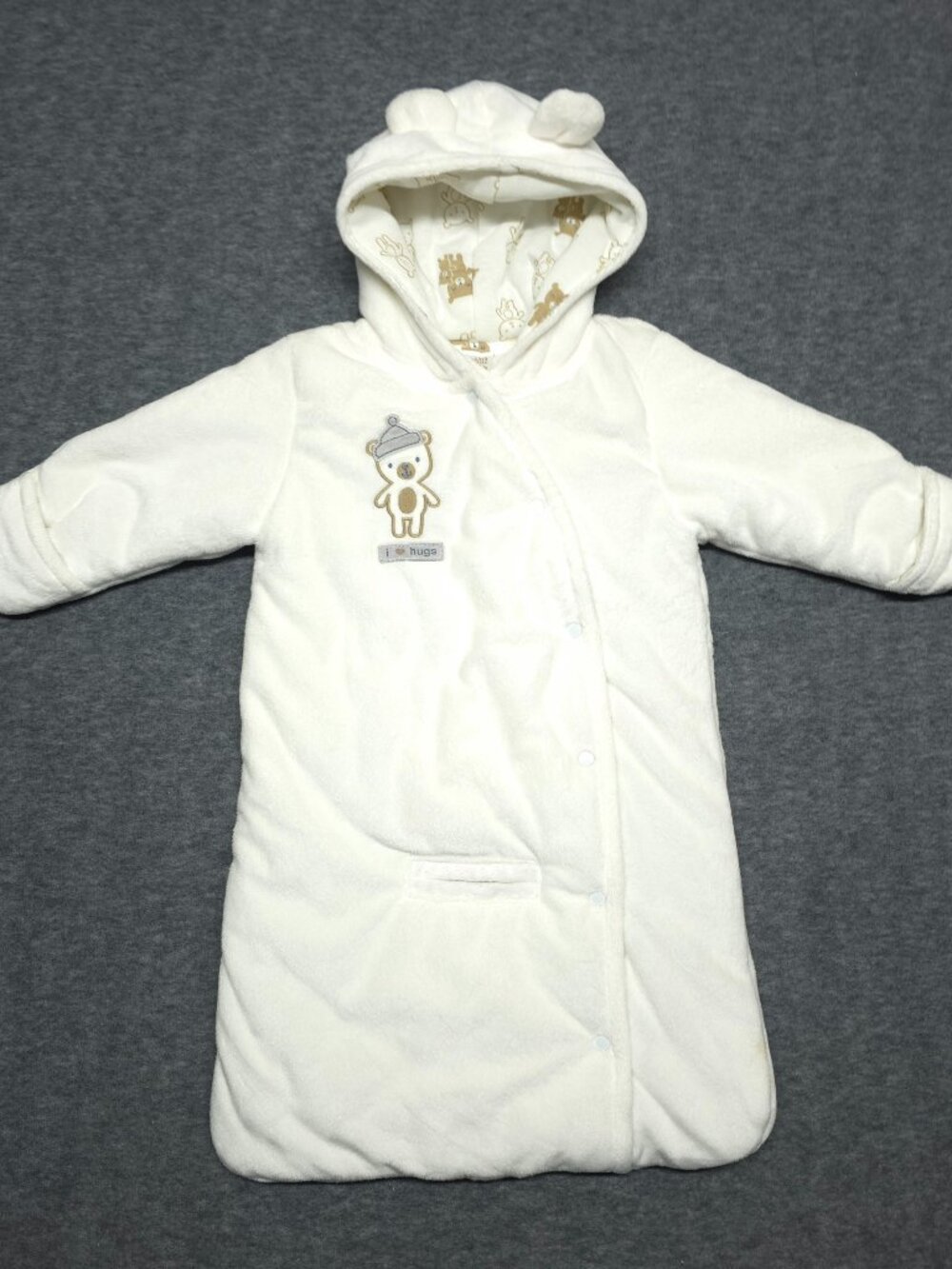 Just One You Carter's White Baby Bunting Bear Hood 3-6M Winter